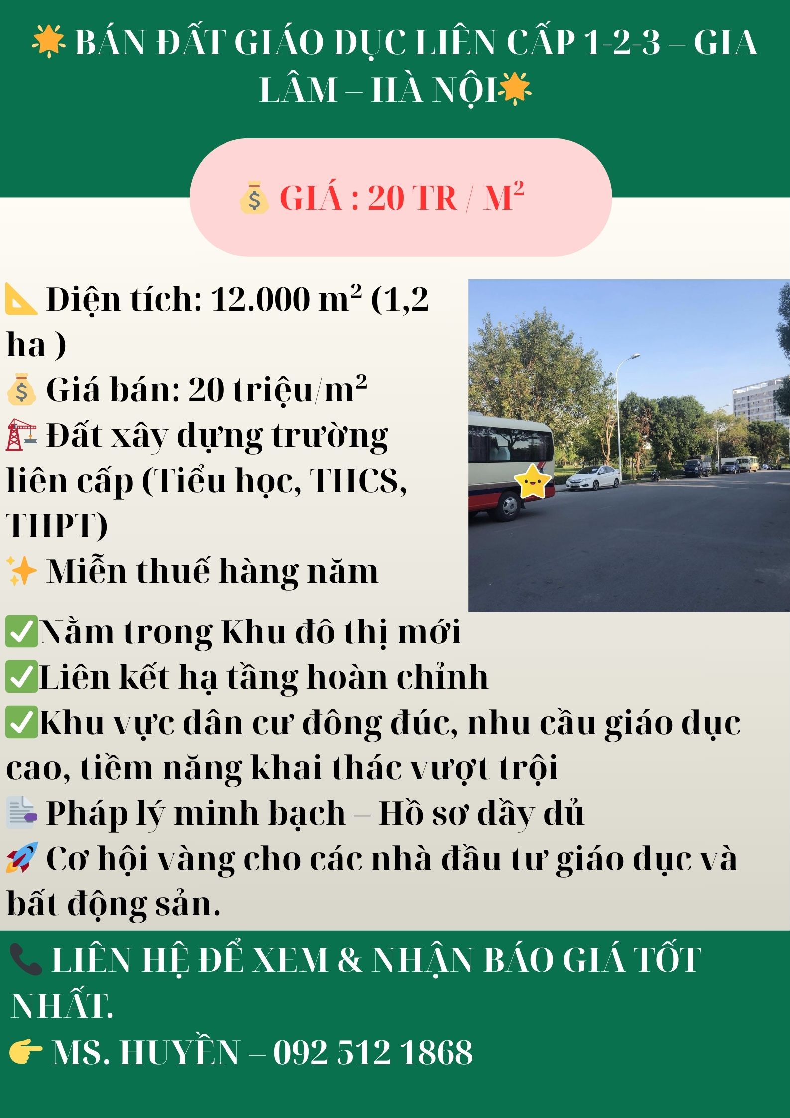 🌟 BÁN ĐẤT GIÁO DỤC LIÊN CẤP 1-2-3 – GIA LÂM – HÀ NỘI🌟 - Ảnh 3